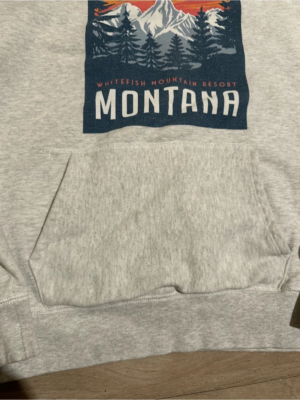 League Montana Graphic Crewneck - Light Gray with Navy & Orange